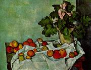 Stilleben, Geranienstock mit Fruchten Paul Cezanne